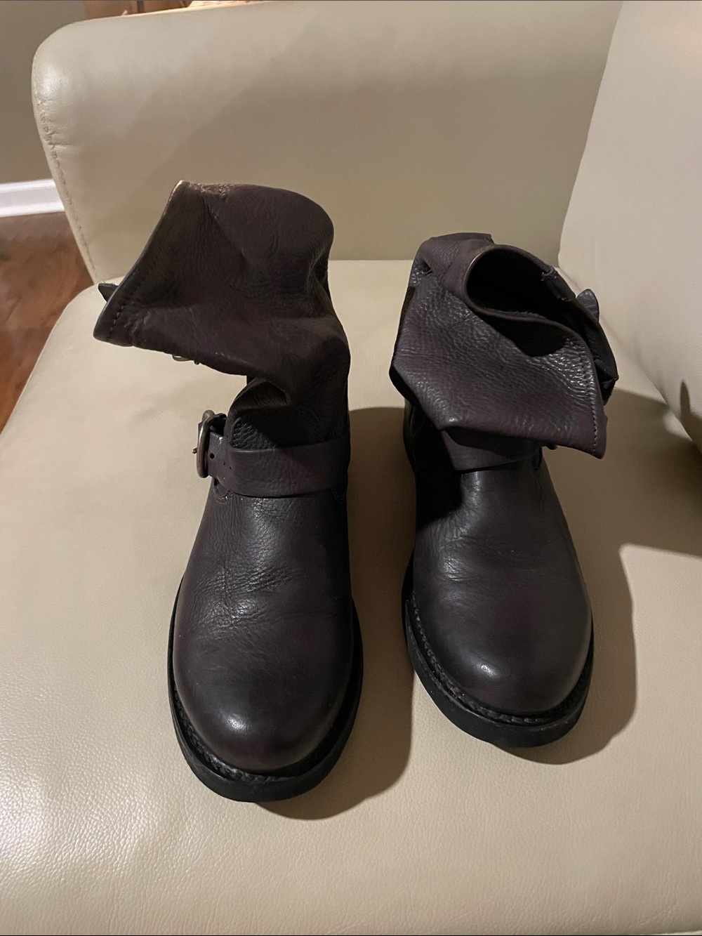 Frye Leather Ankle Boots in Dark Gray